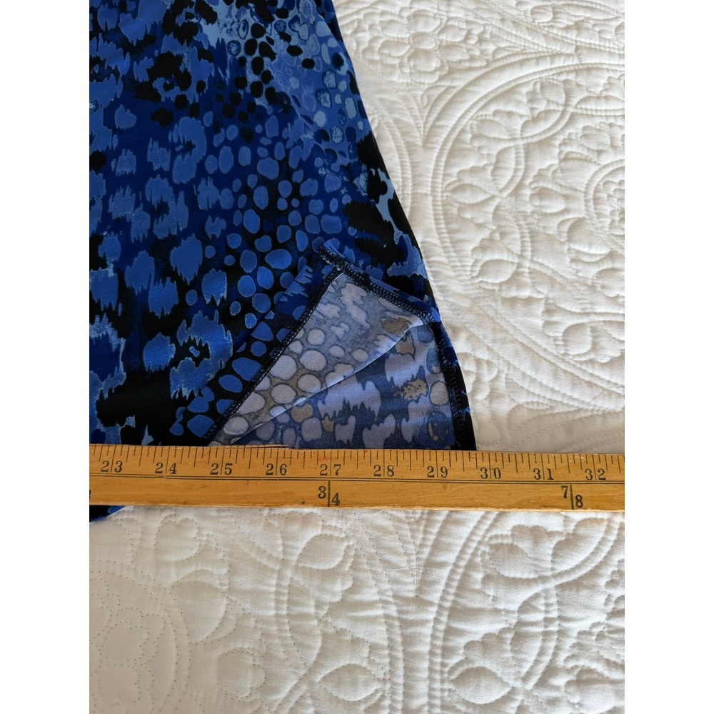 JMS Easy Dressing 3X Blue Leopard Print 3/4 Sleeve Tunic Top J266 Dark Royal - Picture 6 of 10